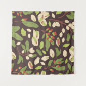 Pistachio Nuts: Schwarz Hand Gezeichnet Nahtlos. Wandteppich (Vorderseite (Horizontal))