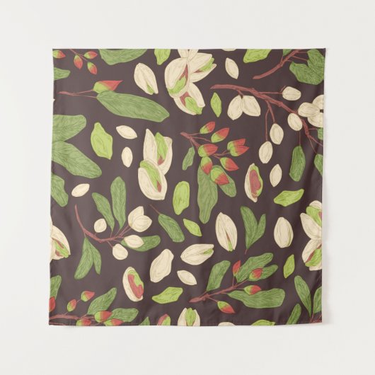 Pistachio Nuts: Schwarz Hand Gezeichnet Nahtlos. Wandteppich (Vorderseite (Horizontal))