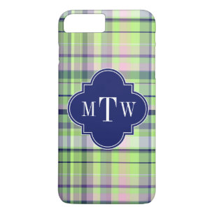 Pistachio Pink Navy Welpe Madras Monogram Case-Mate iPhone Hülle