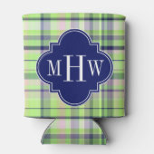 Pistachio Pink Navy Welpe Madras Monogram Dosenkühler (Rückseite)