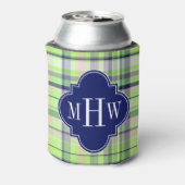 Pistachio Pink Navy Welpe Madras Monogram Dosenkühler (Kanne Rückseite)