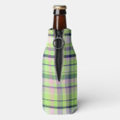 Pistachio Pink Navy Welpe Madras Monogram Flaschenkühler (Flasche Rückseite)