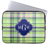 Pistachio Pink Navy Welpe Madras Monogram Laptopschutzhülle (Vorderseite)