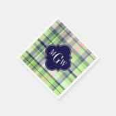 Pistachio Pink Navy Welpe Madras Monogram Serviette (Ecke)