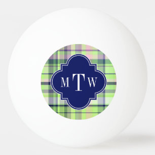 Pistachio Pink Navy Welpe Madras Monogram Tischtennisball