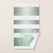 Pistachio rustikal gestreift Monogramm Badhandtuch Set (Handtuch)