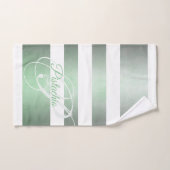 Pistachio rustikal gestreift Monogramm Badhandtuch Set (Handtuch)