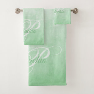 Pistachio rustikale Abstrakte Monogramm Badhandtuch Set