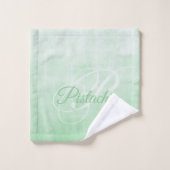 Pistachio rustikale Abstrakte Monogramm Badhandtuch Set (Waschlappen)