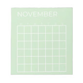Pistachio Undated November Calendar Plane Notizblock (Vorderseite)
