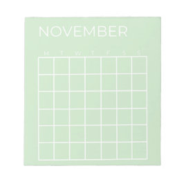 Pistachio Undated November Calendar Plane Notizblock