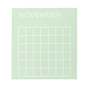 Pistazien-Farbener undatierter November-Kalenderpl Notizblock