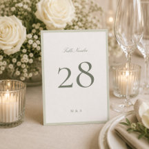 Pistazien Grün 5 x 7 Hochzeitstisch Nummer