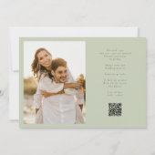 Pistazien Grün Foto Hochzeit Save The Date (Rückseite)