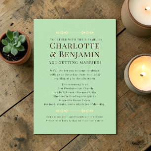 Pistazien-Grün-Lässige Hochzeit botanische Blütenf Einladung