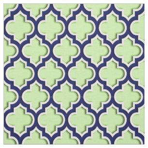 Pistazien-Grün, Marine-Marokkaner Quatrefoil #5DS Stoff