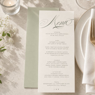 Pistazien Grün Schrift Hochzeit Menükarte