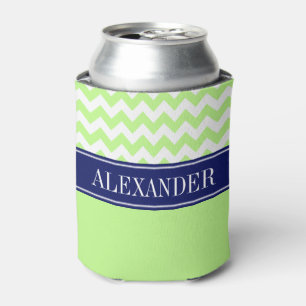 Pistazien-Grün-Weiß-Chevron CB-Navy-Name-Monogramm Dosenkühler