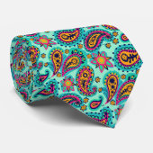 Pistazien-grünes orange Paisley-Muster Krawatte (Gerollt)