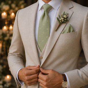 Pistazien- und Champagner-Quiet-Luxury-Jacquard Krawatte