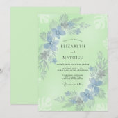 Pistazienblaue Hochzeit Einladung (Vorne/Hinten)