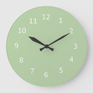 Pistaziengrüne Farbe Helles Pastell Minimalistisch Große Wanduhr