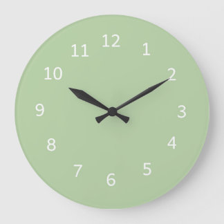 Pistaziengrüne Farbe Helles Pastell Minimalistisch Große Wanduhr