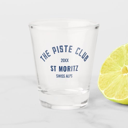Piste Club Navy Custom Winter Ski Schnapsglas (Vorderseite)