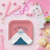 Piste Club Pink Blue Custom Winter Ski Pappteller (Party)