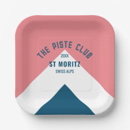 Piste Club Pink Blue Custom Winter Ski Pappteller
