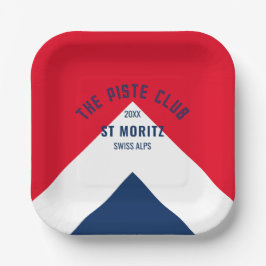 Piste Club Red Navy Custom Winter Ski Pappteller