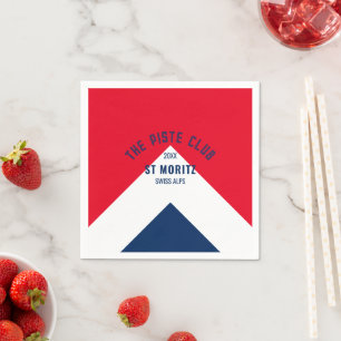 Piste Club Red Navy Custom Winter Ski Serviette