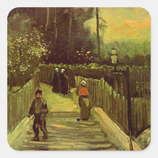 Piste in Montmartre von Vincent van Gogh Quadratischer Aufkleber (Vorderseite)