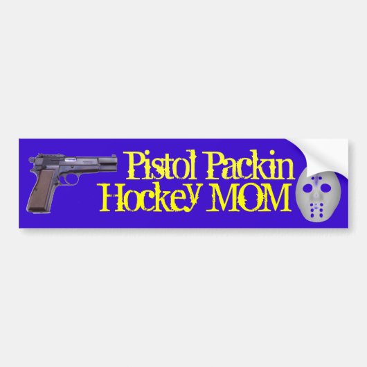 Pistole Packin Hockey-Mama! Autoaufkleber (Vorne)