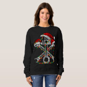 Pistole Wrench Weihnachtsmannmütze Weihnachtslicht Sweatshirt (Vorne ganz)