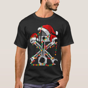 Pistole Wrench Weihnachtsmannmütze Weihnachtslicht T-Shirt