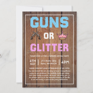 Pistolen oder Glitter - Geschlechterenthüllung Einladung