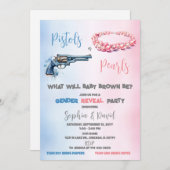 Pistolen oder Perlen Gender Reveal Party Einladung (Vorne/Hinten)