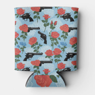 Pistolen und Rose Lacy Floral in Blau Dosenkühler