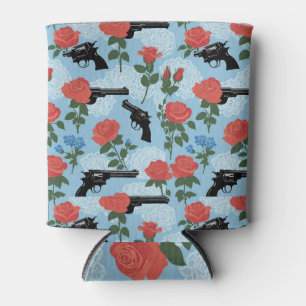 Pistolen und Rosen Lacy Floral in Blau Dosenkühler
