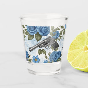 Pistolen Vintag floral in blau Schnapsglas