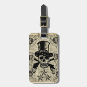 Pistolenheld, glücklicher Schädel, Gewehre, Rosen, Gepäckanhänger (Vorderseite vertikal)