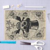 Pistolenheld, glücklicher Schädel, Gewehre, Rosen, Seidenpapier (Handwerk)