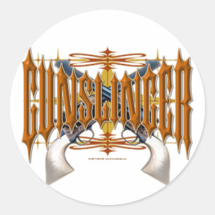 Pistolenheld Runder Aufkleber