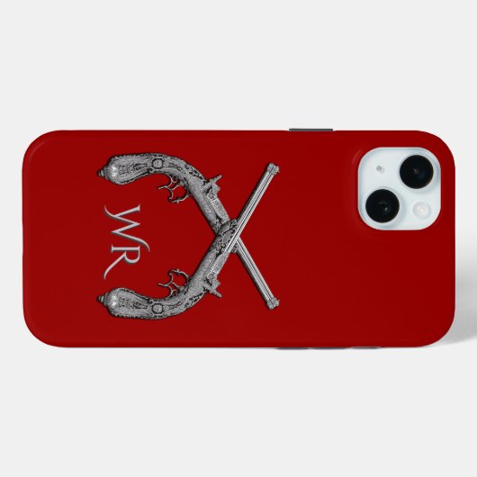 Pistols Crossed Monogram Red Case-Mate iPhone Hülle (Rückseite (Horizontal))