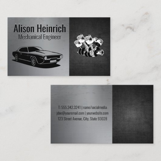 Piston Car Motor | Auto Shop Visitenkarte (Vorne/Hinten)