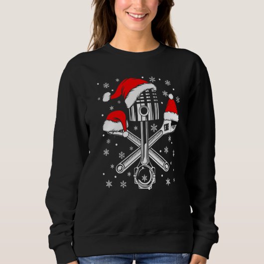 Piston Wrench Weihnachtsmannmütze Car Mechanic Ugl Sweatshirt (Vorderseite)