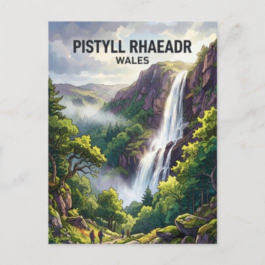 Pistyll Rhaeadr Wasserfall, Llanrhaeadr-ym-Mochnan Postkarte (Vorderseite)