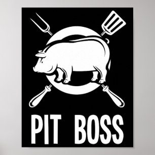 Pit Boss Shirt Grillen Funny Pitmaster Pig Grillin Poster
