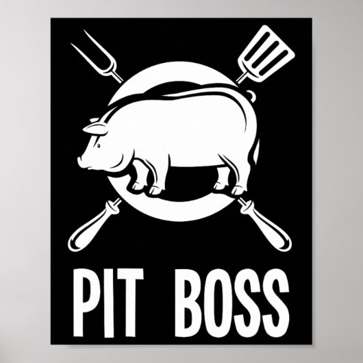 Pit Boss Shirt Grillen Funny Pitmaster Pig Grillin Poster (Vorne)